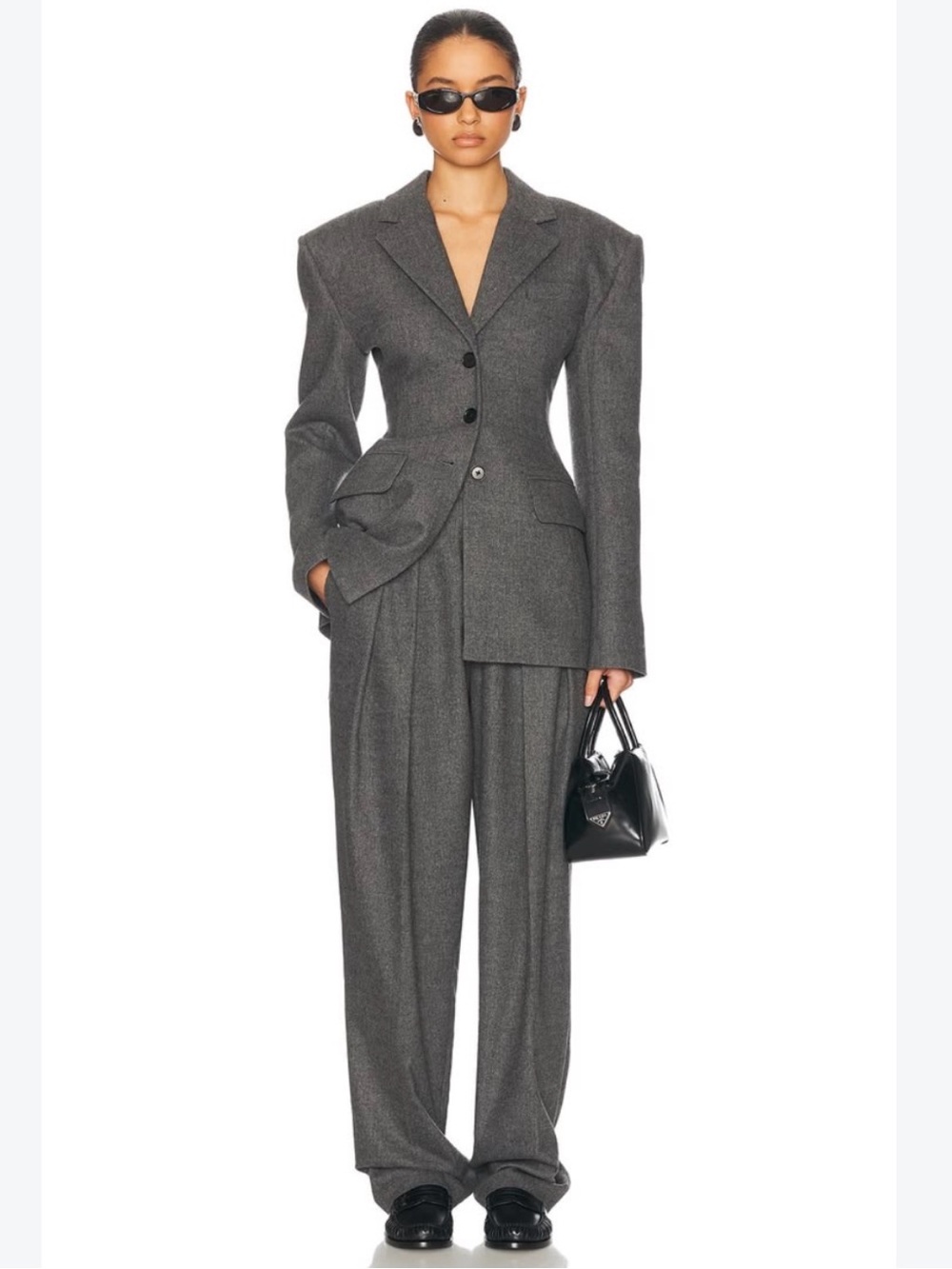 HELSA The Tweed S Curve Blazer SIZE XS charcoal melange